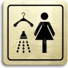 Piktogram ACCEPT Piktogram šatna se sprchou ženy - zlatá tabulka - černý tisk