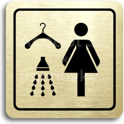 ACCEPT Piktogram šatna se sprchou ženy - zlatá tabulka - černý tisk – Zboží Mobilmania