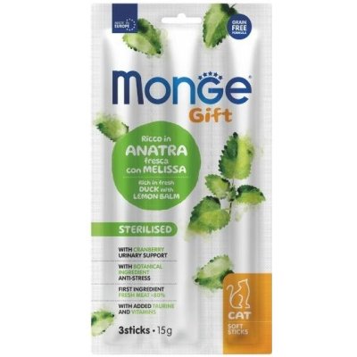 Monge Gift Cat jemné dentální tyčinky s kachnou meduňkou a brusinkami 15 g – Zbozi.Blesk.cz