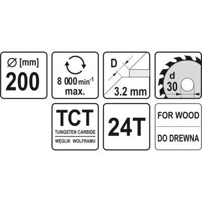 YATO kotouč na dřevo 200x30 mm 24z YT-6065 – Zbozi.Blesk.cz