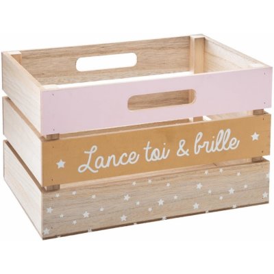 Atmosphera Dřevěný box 29 x 20 x 18 cm růžová – Zboží Dáma