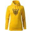 Dámská mikina s potiskem Viking logo mikina dámská Cape s kapucí Žlutá