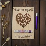 Dekorace z Řečice Dřevěné přání k narozeninám na peníze srdce – Hledejceny.cz
