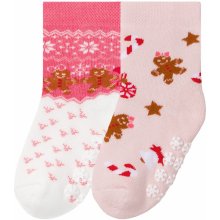 Lupilu Dívčí vánoční termo ponožky 2 páry světle růžová