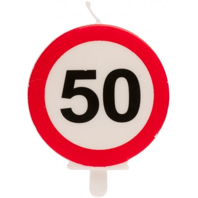 Dekora Svíčka na dort 6 3cm dopravní značka číslo 50 – Sleviste.cz