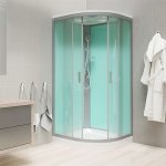 Mereo , Sprchový box, čtvrtkruh, 100 cm, R550, profily satin, sklo Point, se stříškou, litá vanička CK35162MS – Zboží Dáma