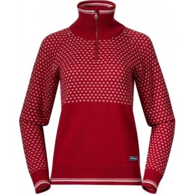 Bergans of Norway Dámský svetr Bergans Alvdal Wool W Half Zip červený – Zboží Dáma