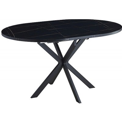 Textilomanie Rozkládací jídelní stůl GASTON černý mramorový dekor – Zboží Dáma