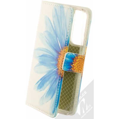 Pouzdro 1Mcz Trendy Book Modrá kopretina 1 flipové Samsung Galaxy S22 5G bílá modré