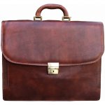 Triton kožená ručně šitá aktovka David hnědá – Zboží Dáma