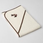 Veba LOTA osuška s kapucí jasmínová s výšivkou Kamarádi z lesa tmavá hnědá lemovka 75 x 75 cm – Hledejceny.cz