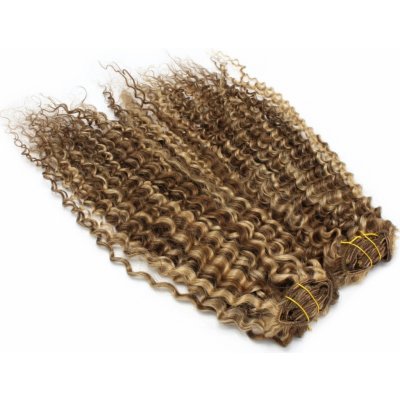 Deluxe clip in kudrnaté vlasy 100% lidské REMY 50cm tmavý melír – Zbozi.Blesk.cz