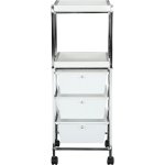 TEMPO Pojízdný regál, bílá/chrom, CORFU – Zboží Dáma