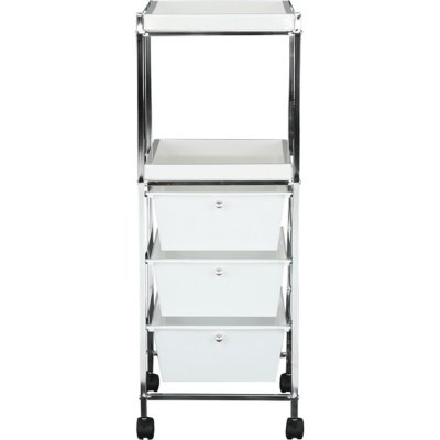 TEMPO Pojízdný regál, bílá/chrom, CORFU – Zboží Dáma
