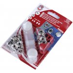 Knoflíky stiskací s kroužkem Ø15 mm na silné látky, barevný lak Varianta: 13 1975 červená, Balení: 1 karta – Zboží Dáma