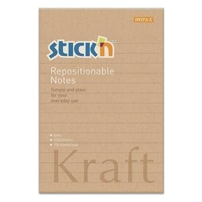 Samolepicí bloček "Kraft Notes", linkovaný, hnědá barva, 150x101 mm, 100 listů, STICK N 21 – Hledejceny.cz