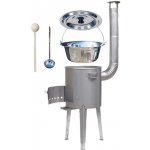 Kessel kotlík na guláš nerez 22 l INOX 0,8 mm kotlina nerez vysoká LUXUS průměr 42 cm poklice nerez 46 cm INOX naběračka 350 ml a vařečka 50 cm LUXUS PARTY – Sleviste.cz