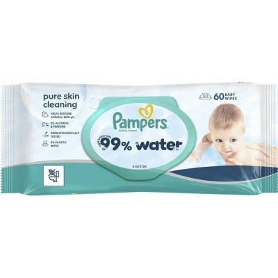Pampers 99 % vody Dětské čisticí ubrousky 60 ks – Sleviste.cz