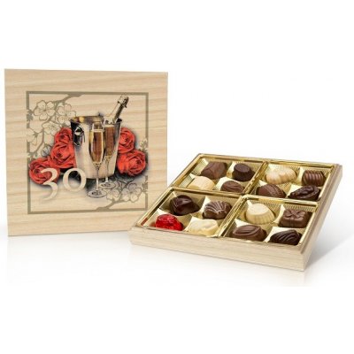 Selllot Narozeniny 30 let belgické pralinky v dřevěné dóze 200 g – Zboží Dáma