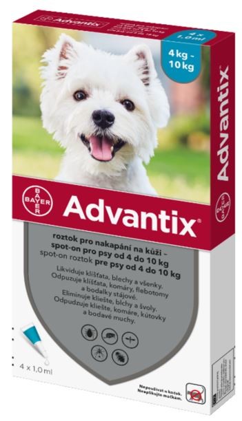Advantix Spot-on pro psy 4-10 kg 4 x 1 ml