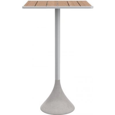 Ethimo Barový stůl Concreto, čtvercový 60x60x105 cm, rám lakovaný hliník Dark Grey, deska mořené teakové dřevo