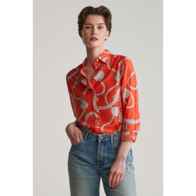 Gant REG SAILING PRINT COT SILK SHIRT ORANGE RED – Zboží Dáma