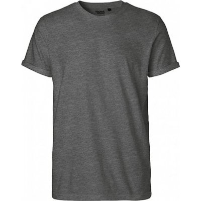Neutral Moderní organické tričko s ohnutými konci rukávů šedá tmavá melír NE60012