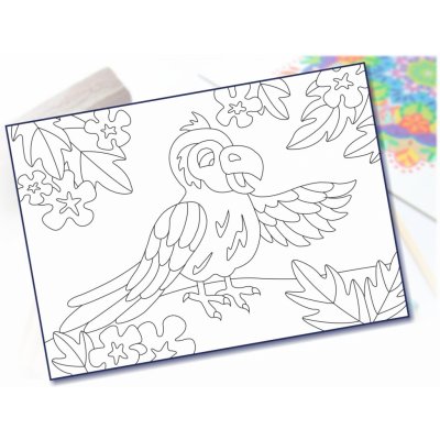 Radost v písku Šablona na pískování papoušek v džungli A5 148 x 210 mm – Zboží Dáma