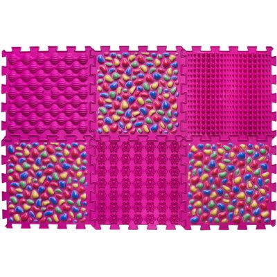 Ortek Masážní ortopedická podložka Puzzle - 6 dílů růžová oblázky – Zboží Mobilmania