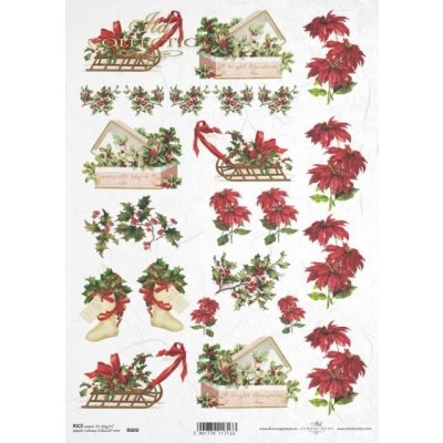 Itd. Collection Rýžový papír Cesmíny a vánoční hvězdy A4 – Zboží Dáma