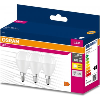 Osram Žárovka LED VALUE CLP60 E14 7W/827 3balení BASECLP60 ilumka – Hledejceny.cz