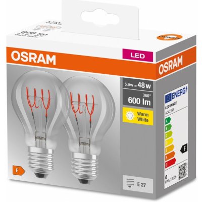 Osram Sada LED žárovek klasik, 5,9 W, 600 lm, teplá bílá, E27, 2 ks – Hledejceny.cz