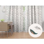 Biante Bavlněný závěs Sandra SA-460 Zeleno-růžová pírka na bílém 150x250 cm – Sleviste.cz