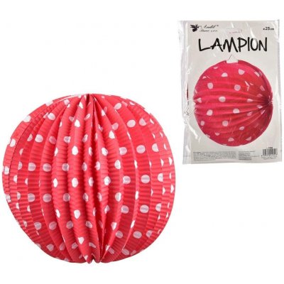 Lampion papírový kulatý, červený, 25 cm – Zboží Mobilmania