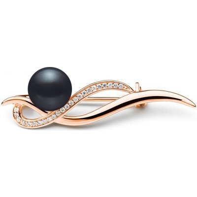 Gaura Pearls stříbrná brož s černou perlou Stephanie Gold SK21372GBR/B černá