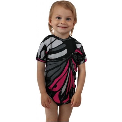 JOŽÁNEK Kojenecké body krátký rukáv vzorované černo růžovo šedé – Zboží Dáma