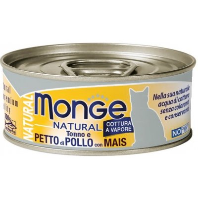Monge Natural Cat tuňák & kuře & kukuřice 80 g