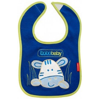 Bobo Baby Třívrstvý bavlněný bryndáček Zebra - modrý – Zboží Dáma