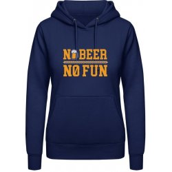 AWDis Hoodie mikina Pivní design No Beer No Fun Oxfordská modrá