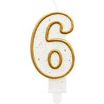 Godan Dortová svíčka číslo 6 zlatá – Sleviste.cz