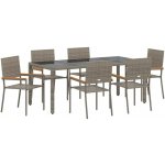 Omaxi 455161 Zahradní jídelní souprava 7 pcs Šedá 190 x 90 x 75 cm polyratan – Hledejceny.cz