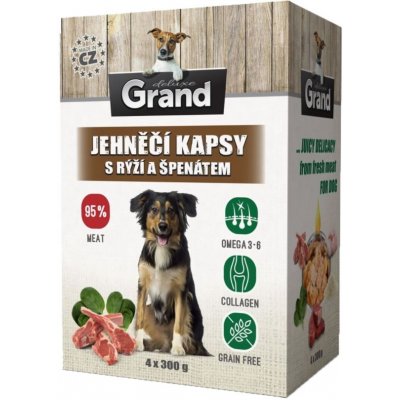 Grand kaps. deluxe pes jehněčí s rýží a špenát. 4 x 300 g