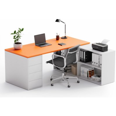 Plan s úložným prostorem Block B04 bílý / oranžová – Zboží Dáma