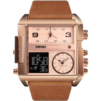 Skmei 1391 duální 3 times Rose gold Hnědé Cavaldi SKM1391RGB