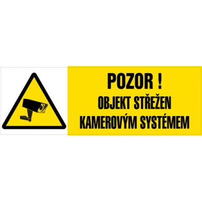 Značka Pozor – Objekt střežen kamerovým systémem, fólie, 52 × 148 mm – HobbyKompas.cz