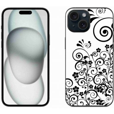 mmCase Gelové iPhone 15 - černobílé květinové vzory – Zboží Mobilmania