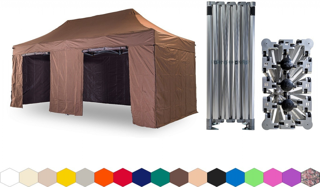 TENTino BIG HEXAGON 3x6 m 10A HNĚDÁ 4 nohy