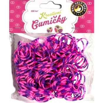 Loom Bands 200ks + háček FIALOVO RŮŽOVÉ pruhy