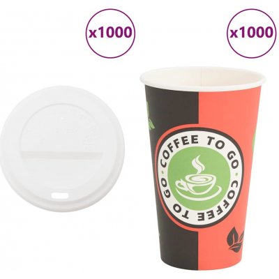 vidaXL Papírové kelímky na kávu s víčky 1000 pcs 16oz 400ml – Hledejceny.cz