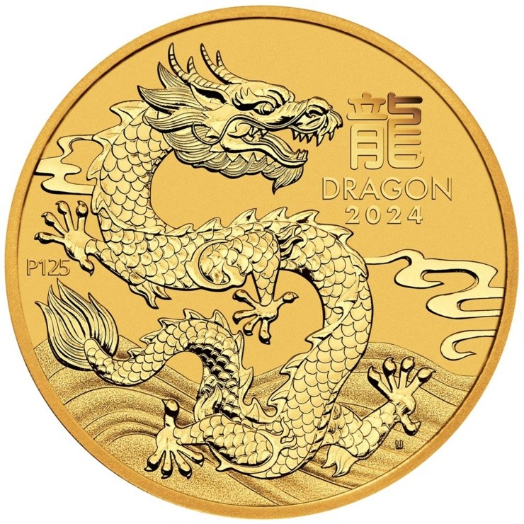 The Perth mint zlatá mince Lunární Série III Rok Draka 2024 10 oz